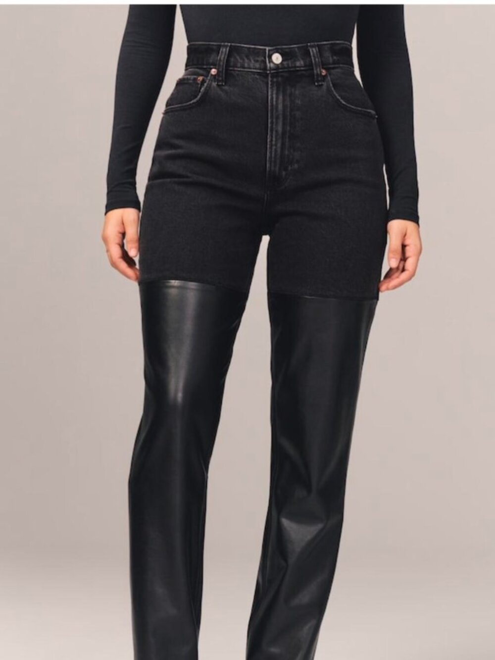 Abercrombie & Fitch Curve‎ Love 90s Straight Ultra HighRise Mixed Fabric Jeans